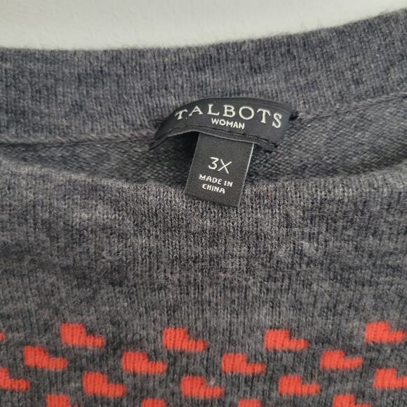 Talbots Woman Lambswool Sweater Geometric Gray Fall Plus Women 3X - Picture 9 of 10